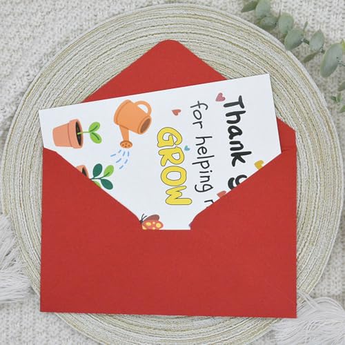 Thank You Teacher Appreciation Cards with Envelopes Thank You for Helping Me Grow Preschool Kindergarten Gift from Kids Students Daycare Happy Dog Birthday Card (HK034) - color: HK034