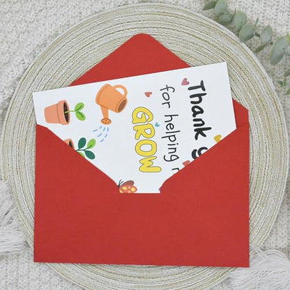 Thank You Teacher Appreciation Cards with Envelopes Thank You for Helping Me Grow Preschool Kindergarten Gift from Kids Students Daycare Happy Dog Birthday Card (HK034) - color: HK034