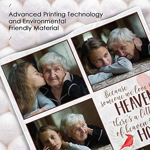 Custom Memorial Blanket Because Someon We Loved is in Heaven Bird Personalized Photo Collection Blanket in Memory of Loved One Gifts Memorial Gifts for Loss of Son Daughter Grandma Dad Mom