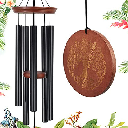 Astarin's Tree of Life Wind Chimes 36in Outdoor Garden Gift for Grandma Mom - color: Black