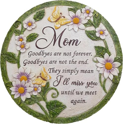 Mom Memorial Stone - Until We Meet Again, Garden Stepping Stones Memorial Gifts for Loss of Mom, Loss of Mother Sympathy Gifts, Memory of Mom Grave Decorations for Cemetery