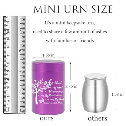 3 Inch Small Urn for Human Ashes Aluminum Mini Cremation Small Keepsake Urn for Sharing Ashes Mini Urn-Dad Purple - size: Purple-Dad