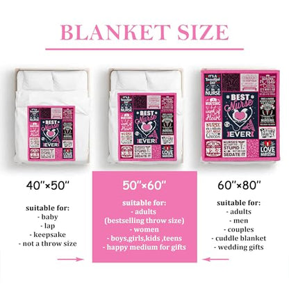 Nurse Gifts Throw Blanket for Women 60"x50", RN Nurse Appreciation Gifts, Birthday Christmas Graduation Retirement Nurses Week Gifts - color: Pink Nurse