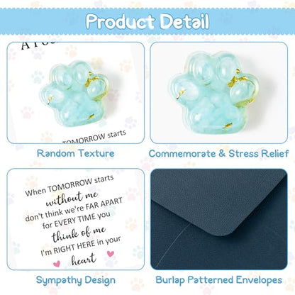 EYxsaxenk Loss of Pet Sympathy Gift Blue Crystal Mini Dog Paw Pocket Hug | Keepsake with memorial card envelope, Loss of dog cat sympathy favor, Remembrance gift for pet lover, Adult stress relief toy - color: 1pcs Light Blue + When Card