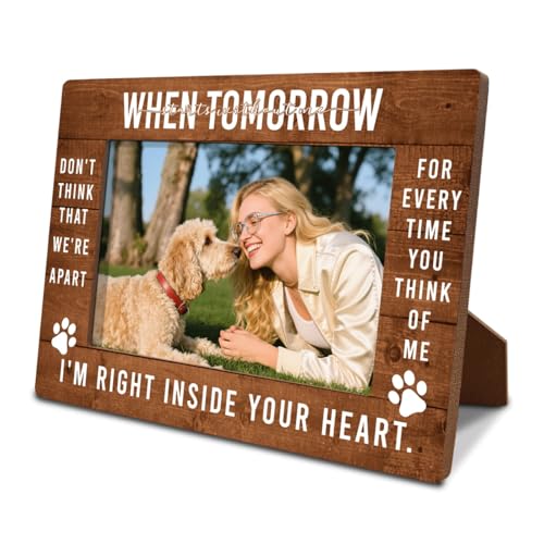 Rustic Wooden Picture Frame, I'm Right Inside Your Heart, Pet Wooden Memorial Gifts, Wood Dog Pictures Frames, Picture Frame for Loss of Pet Sympathy Keepsake Gifts 7.9 * 5.7inches - color: Style 17