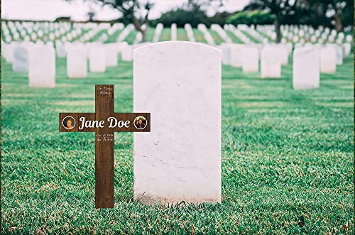 Roadside Memorial Cross for Loved Ones with Photo - Personalized Sympathy Cross - Silver - 8in x 10in - style: Cross 8