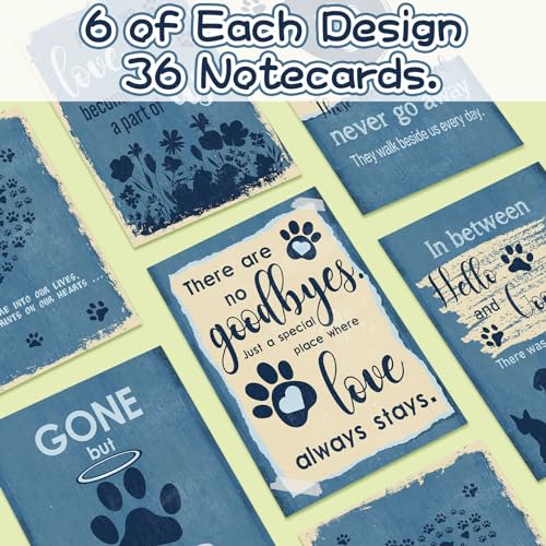 Geyoga 36 Set Pet Sympathy Card with Envelope Bulk, Stylish - color: Stylish