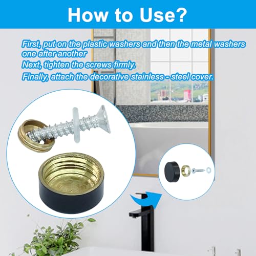 Decorative Mirror Screws, 16mm, Black, 12 Pack - size: 16mm-12 Pack-Black