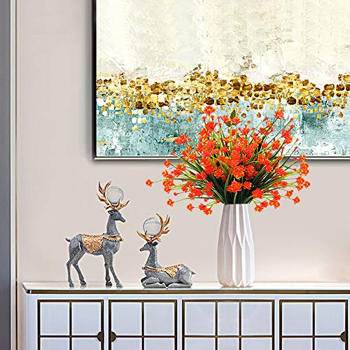 Grunyia 10 Bundles Artificial Daffodil Outdoors Flowers (Orange) - color: Orange-daffodil