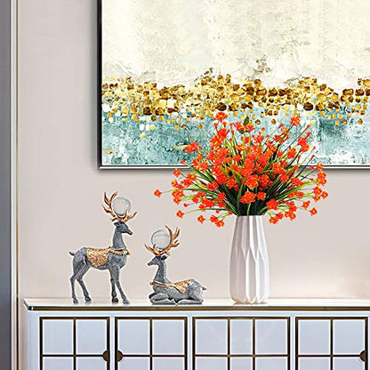 Grunyia 10 Bundles Artificial Daffodil Outdoors Flowers (Orange) - color: Orange-daffodil