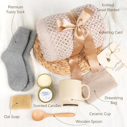 Get Well Soon Gifts Baskets for Women, Mothers Day Birthday Gifts Self Care Package Inspirational Thinking of You Feel Better Encouragement Gift for Her Sister Girlfriend Best Friend Grandma Coworker - color: Deep Khaki