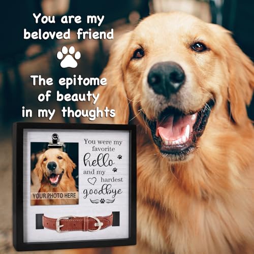 PUREFLY Dog Memorial Gifts for Loss of Dog, Loss of Dog Sympathy Gift Pet Loss Sympathy Frame Box with Collar Holder, Pet Cat Remembrance Bereavement Gift - color: Pet Box 01