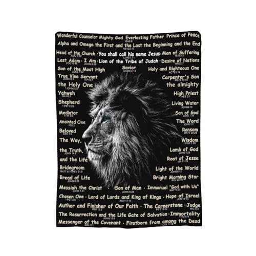 Names of God Gifts Blanket for Women Christian Gifts Faith Bible Religious Gifts Christian Inspirational Blankets Soft Flannel Throw Blanket 80"X60" - color: Lion, size: 80"x60"