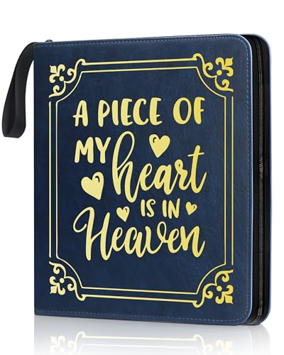 Memorial Photo Album 4x6 100 Photos, Leather Memory DIY Scrapbook with 25 Sheets and 20 Blank Kraft Sheets, Sympathy and Bereavement Gift for Loss of Loved One Condolences Gifts - color: Blue