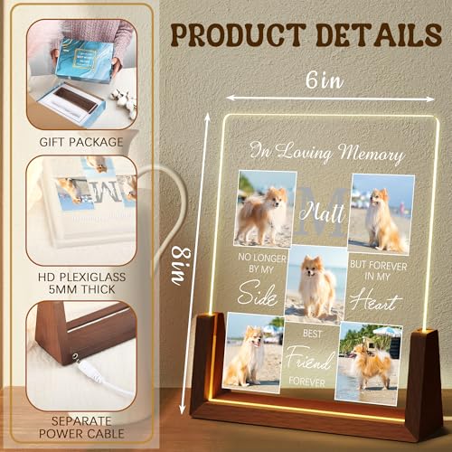 Personalized Dog Memorial Gifts, Custom Acrylic Light Up Picture Frame | Custom Pet Loss Gifts Cat Pet Memorial Gifts with Pictures for Pet Lover, Loss of Dog Sympathy Gifts - color: style-4