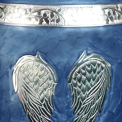 Angel Wings Funeral Cremation Urn with Personalization and Velvet Bag (Royal Blue, Extra Large) - color: Royal Blue, size: Extra Large