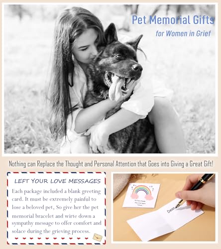 TONY & SANDY Dog Memorial Gifts, Pet Sympathy Rainbow Bridge Pet Memorial Bracelet for Men Women Girls Who Loss of Beloved Dog Cat - color: Amazonite