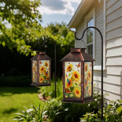 Homemory Solar Hanging Lanterns Outdoor Waterproof Sunflower LED Lights - style: Sunflower