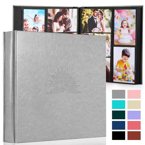 DazSpirit 4x6 Photo Album, 600 Pockets, Leather Cover with Slip-In Pages - color: Grey, size: 600 Pockets