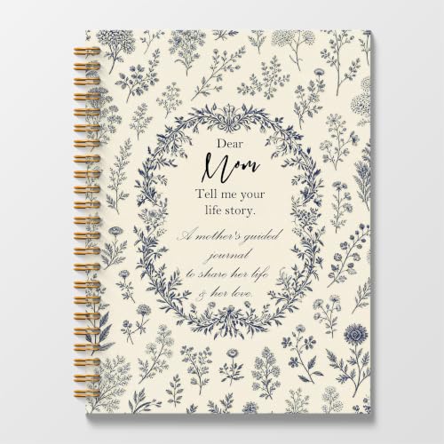 Poecinvi Dear Mom Tell Me Your Life Story Guided Journal 5.5x8.3 | Mother's Guided Memory Journal to Share Her Life and Love, Meaningful Keepsake Gift for Mom, Hardcover Spiral Notebook - color: Dear Mom