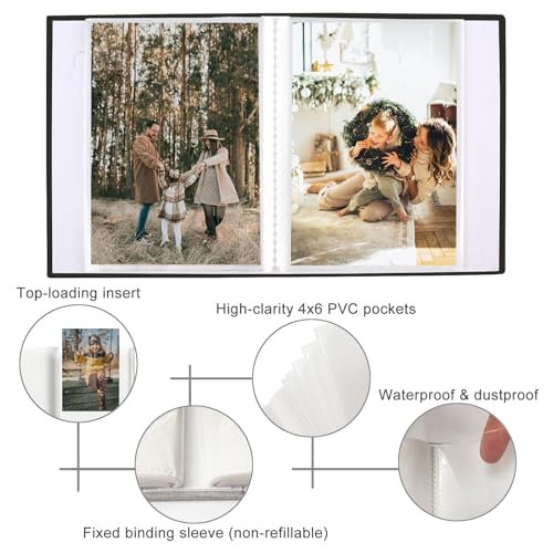 Photo Albums 4x6 Pictures, Polaroid Photos Album Book, Photo Book Small Linen Cover Photo Album, 50 Page Holds 100 Pictures, Photobook for Valentines Day, Anniversary, Vacations, Wedding Baby Black - color: Black