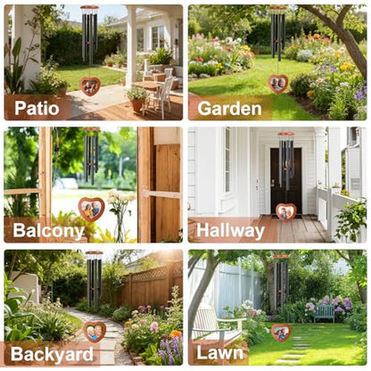 Wind Chimes for Outside,28'' Small Personalized Wind Chimes - size: 28'' Photo Frame Design