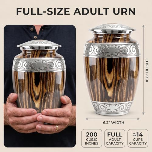 Urns for Human Ashes Adult Man – Cremation Urn for Ashes Adult Male, Large 200 Cu in Funeral Urn – Premium Memorial Urn to Lovingly Honor a Life & Legacy (Espresso Wood)