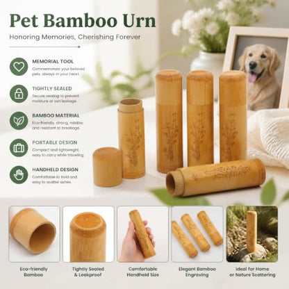 Small Bamboo Scattering Urn Tube, Ashes Biodegradable Scattering Cremation ECO Biodegradable Friendly Mini Spreading Cremation for Human Ashes Pet Dog Cat Ashes