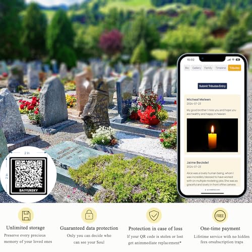 Grave Medallion and Memorial Webpage , QR Memorial Plaques for Outdoors,Headstone Grave Marker ,Sympathy Gifts for Loss of Loved One, Collecting Memories, Photos, and Messages from Family/Friends