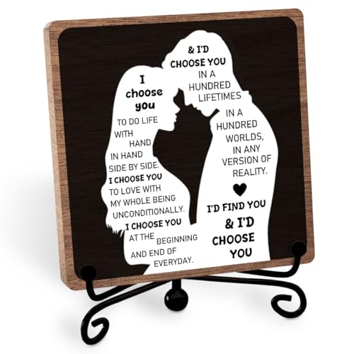 Romantic Love Quote Gift, Anniversary Wedding Love Heartwarming Sign, 5×5 | Couples Desk Decor, I Choose You Valentines Day Wooden Plaque, Thoughtful Keepsake for Wife Husband Boyfriend Girlfriend - style: To my love