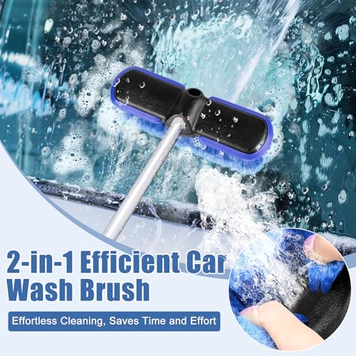 Car Wash Brush Head with Soft Bristle 10 Inch, Car Cleaning Brush with Protective Bumper for Cleaning Auto Cars Trucks RV Boat Deck Solar Panel