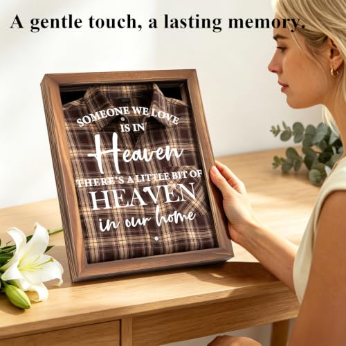 Sympathy Gifts for Loss of Loved One, Clothing Memorial Shadow Box Frame - color: Brown