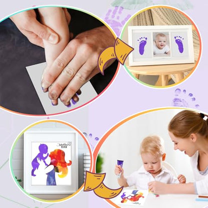 Baby Hand and Footprint Paint with Sponge Head, 2.54 fl oz, Non-Toxic & Acid-Free, Washable Baby Safe Paint for Newborn Keepsakes, Dog Nose & Paw Prints, Ideal New Mom Gift - Purple - color: Purple