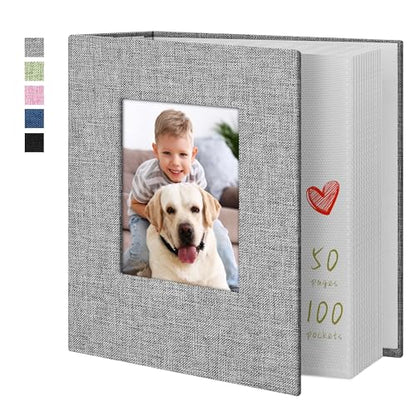 Photo Album 4x6 100 Pockets Photo Albums with Linen Cover Picture Albums for Family, Wedding, Baby, Photo Book Holds Vertical Pictures Grey - color: Grey, size: 100 Pockets