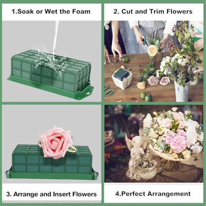 YOMUME 6 Packs Floral Foam Cage for Fresh and Artificial Flowers | Floral Foam Blocks with Cage for Weddings, Florists, Table Centerpieces, Floral arrangement - size: 6 Pcs