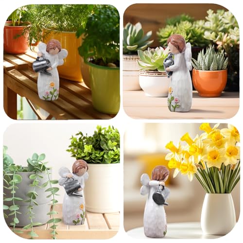 JFHEDY Gardening Gifts for Women, Angel Figurines Guardian Gifts for Women, New Home Gift Ideas, Sculpted Hand-Painted Figurine Angel Figurine
