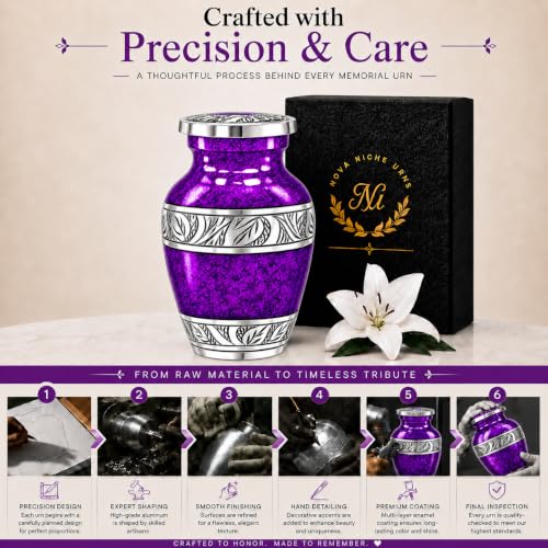 Small Urns for Human Ashes - Elegant Keepsake Cremation Urns - Purple - size: Purple Small Set of 6