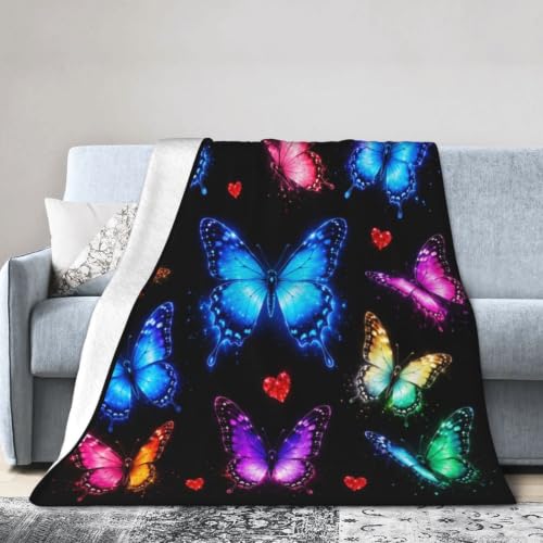 Colorful Throw Butterflies Blanket - color: Butterflies, size: 60"x50"