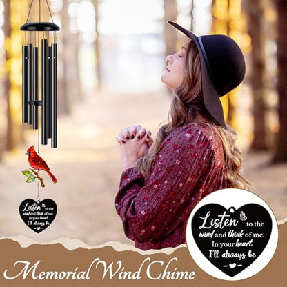 Sympathy Gifts for Loss of Loved One,Sympathy Memorial Wind Chimes with Cardinal, Cardinal Remembrance Wind Chimes for Mother Father Husband, Outdoor Garden Decor