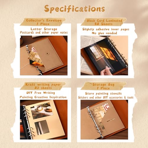 Scrapbook Album, 32 Self-Adhesive Pages & 20 Kraft Writing Pages, DIY Memory Book with Storage Envelope, Holds Up to 120 Photos, Photo Album Craft Set for Wedding Anniversary Family Vacation - color: Blue