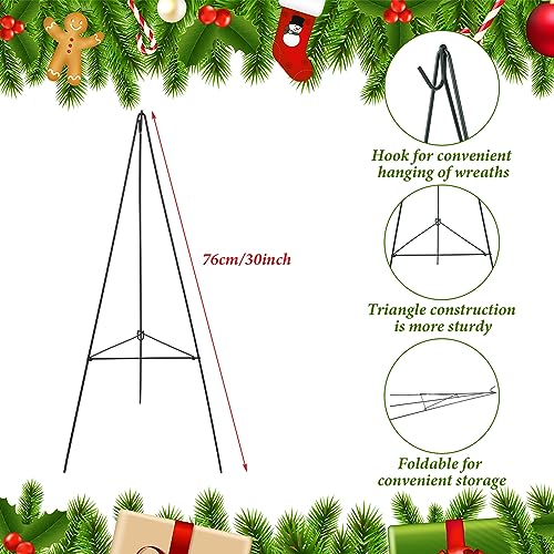 Soaoo 2 Christmas Wreath Stand Holder Metal Easel for Cemetery Grave,30inch | Christmas Wreath Stands for Outdoor, Metal Easel Holder, Cemetery Grave Marker, Gravestone Flower Display Decoration