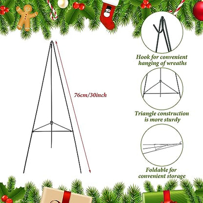 Soaoo 2 Christmas Wreath Stand Holder Metal Easel for Cemetery Grave,30inch | Christmas Wreath Stands for Outdoor, Metal Easel Holder, Cemetery Grave Marker, Gravestone Flower Display Decoration