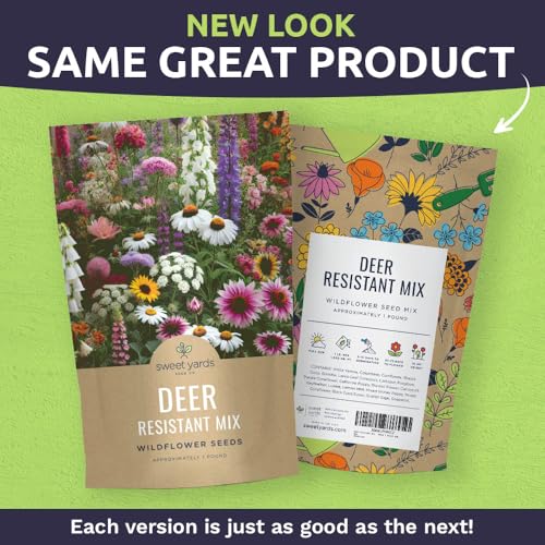 Deer Resistant Wildflower Seed Mixture - Bulk 1 Pound Bag - Over 240,000 Deer Tolerant Seeds - Open Pollinated and Non GMO - size: Bulk 1 Pound