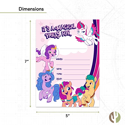 Desert Cactus My Little Pony Birthday Party Invitation Cards 10 count (C) | 10 Pack Birthday Party Invitation Cards, with Envelopes for Kids, Boys and Girls Party Events and Gathering