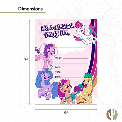 Desert Cactus My Little Pony Birthday Party Invitation Cards 10 count (C) | 10 Pack Birthday Party Invitation Cards, with Envelopes for Kids, Boys and Girls Party Events and Gathering