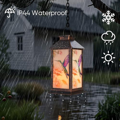 Homemory Solar Hanging Lanterns Outdoor Waterproof Hummingbird LED Lights - style: Hummingbird