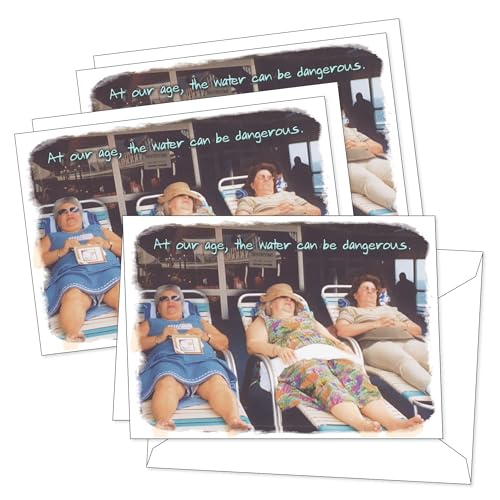 SHADE TREE GREETINGS Lifeguards Birthday Cards, 3-Pack, 5 x 7 Inches | Lighthearted Actual Pictures Humor With Color-Coordinated Envelopes, 300 GSM Semi-Gloss Cardstock, Made in the USA