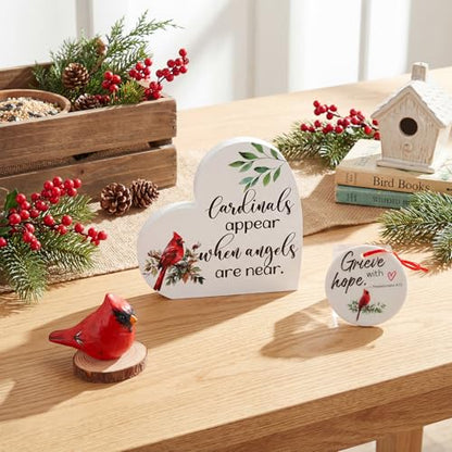 Cardinal Memorial Gift Box Bereavement Remembrance Gifts for Loss, Red Cardinal Figurine, Candle, Wooden Cross and Comfort Cards Memorial Gifts for Loss of Loved One, Bereavement Present