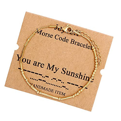 Best Friend Birthday Gifts Morse Code Bracelets For Women Mothers Day Birthday Christmas Gifts For Sister Daughter Grandmother Stainless Steel Jewelry Friendships Inspirational Gifts For Women - style: Gold: You are my sunshine