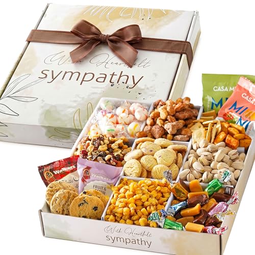 Broadway Basketeers Sympathy Gift Baskets Snack & Sweets Gifts for Condolences Bereavement for Loss of Loved One, Kosher Shiva Sorry for Your Loss Sympathy Basket